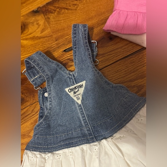 OshKosh B'gosh Blue and White Overalls with Skirt - Picture 6 of 6